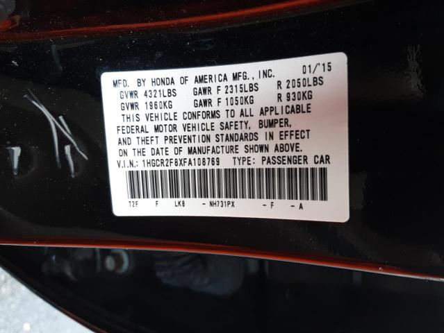 Photo 9 VIN: 1HGCR2F8XFA108769 - HONDA ACCORD EXL 