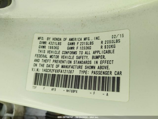 Photo 8 VIN: 1HGCR2F8XFA121067 - HONDA ACCORD 