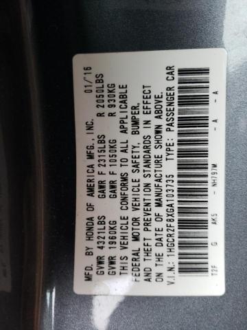 Photo 11 VIN: 1HGCR2F8XGA103735 - HONDA ACCORD EXL 