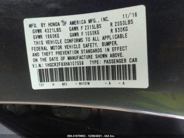 Photo 8 VIN: 1HGCR2F8XHA107558 - HONDA ACCORD SEDAN 