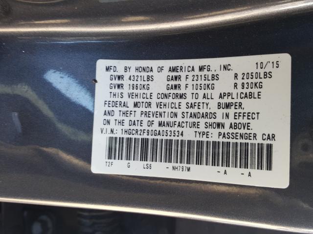 Photo 9 VIN: 1HGCR2F90GA053534 - HONDA ACCORD EXL 