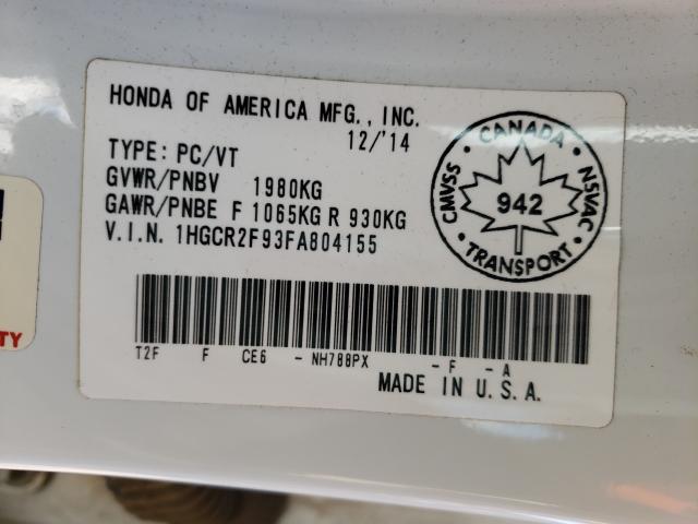 Photo 9 VIN: 1HGCR2F93FA804155 - HONDA ACCORD TOU 