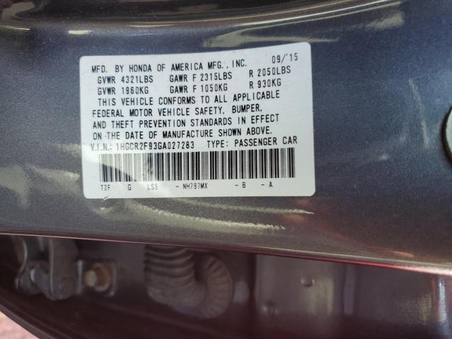 Photo 11 VIN: 1HGCR2F93GA027283 - HONDA ACCORD 