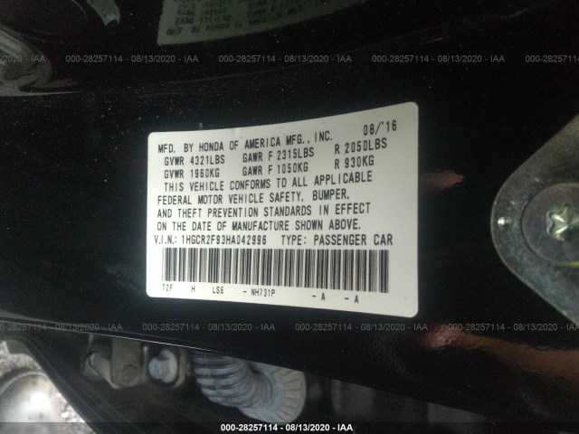 Photo 8 VIN: 1HGCR2F93HA042996 - HONDA ACCORD SEDAN 