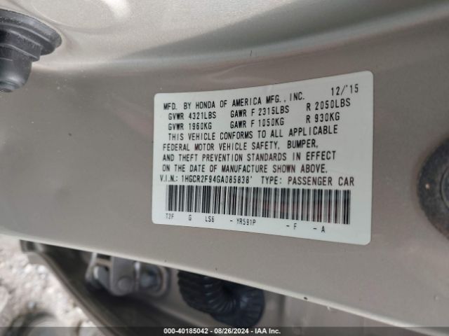 Photo 8 VIN: 1HGCR2F94GA085838 - HONDA ACCORD 