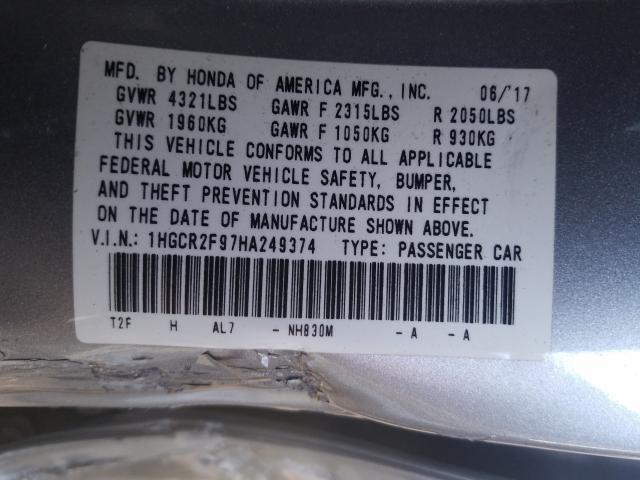 Photo 9 VIN: 1HGCR2F97HA249374 - HONDA ACCORD EXL 