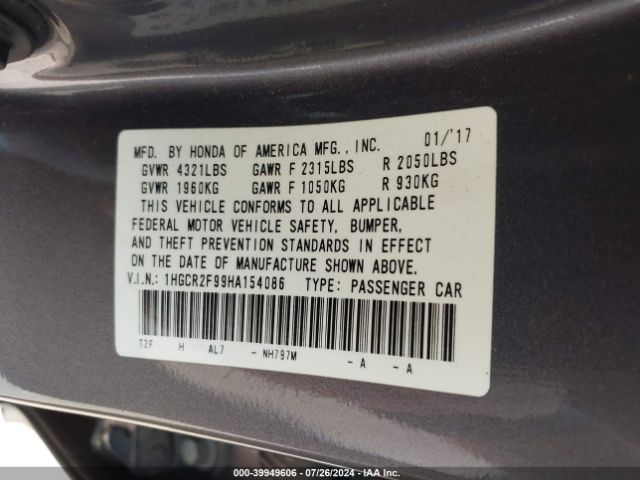 Photo 8 VIN: 1HGCR2F99HA154086 - HONDA ACCORD 