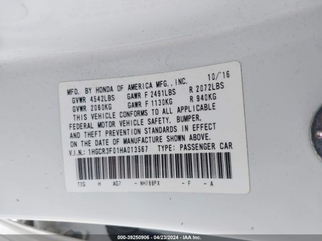 Photo 8 VIN: 1HGCR3F01HA013567 - HONDA ACCORD 