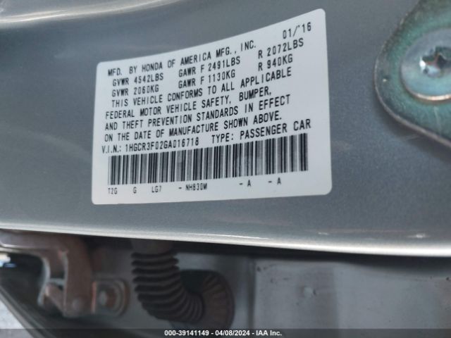 Photo 8 VIN: 1HGCR3F02GA016718 - HONDA ACCORD 