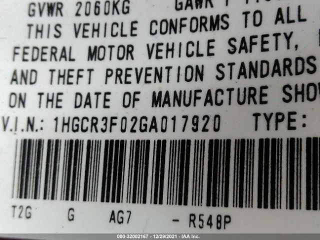 Photo 8 VIN: 1HGCR3F02GA017920 - HONDA ACCORD SEDAN 