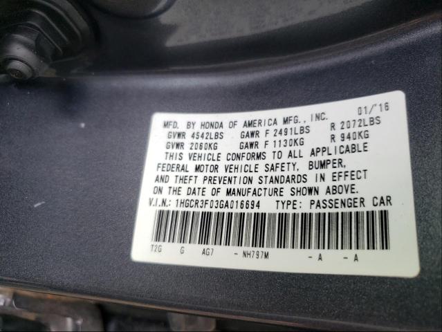 Photo 9 VIN: 1HGCR3F03GA016694 - HONDA ACCORD EXL 