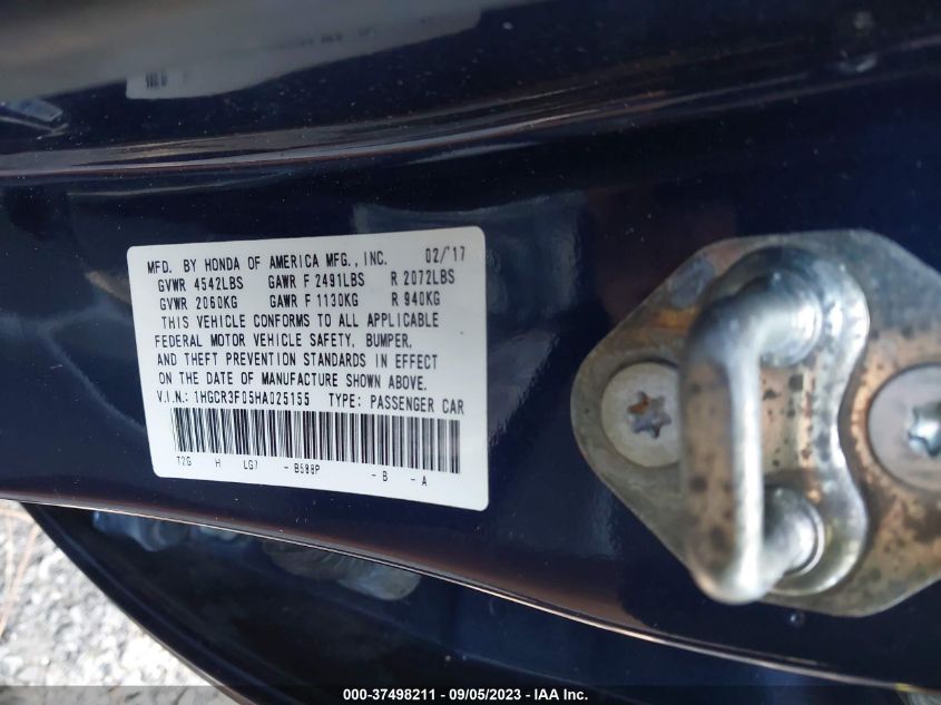 Photo 8 VIN: 1HGCR3F05HA025155 - HONDA ACCORD 