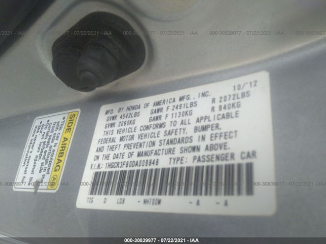 Photo 8 VIN: 1HGCR3F80DA009848 - HONDA ACCORD SDN 