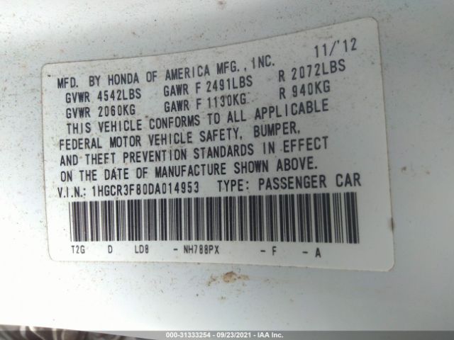 Photo 8 VIN: 1HGCR3F80DA014953 - HONDA ACCORD SDN 