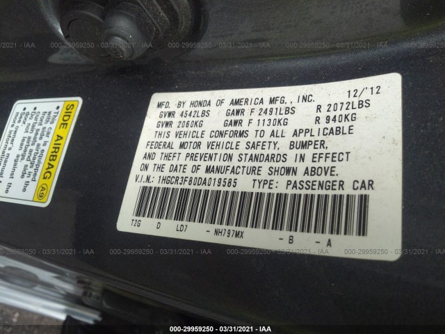 Photo 8 VIN: 1HGCR3F80DA019585 - HONDA ACCORD SDN 