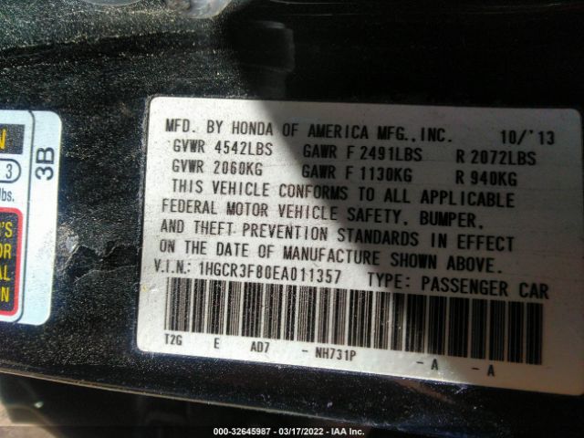 Photo 8 VIN: 1HGCR3F80EA011357 - HONDA ACCORD SEDAN 