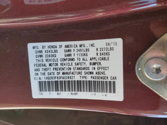 Photo 11 VIN: 1HGCR3F80FA026927 - HONDA ACCORD EXL 