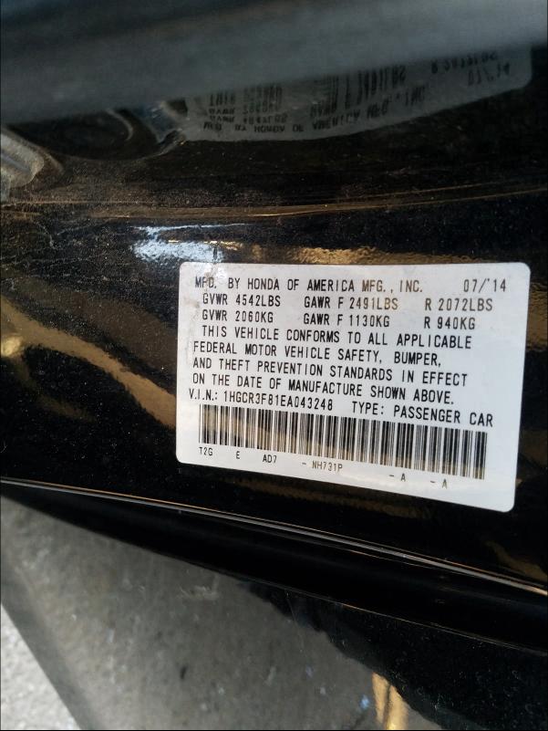 Photo 9 VIN: 1HGCR3F81EA043248 - HONDA ACCORD EXL 