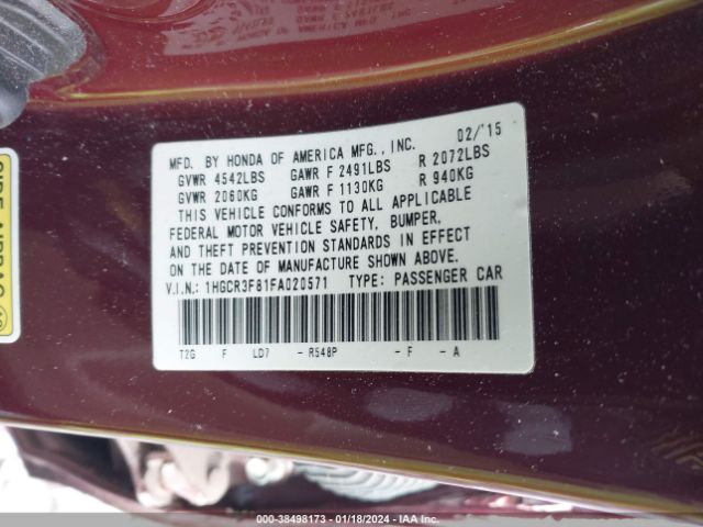 Photo 8 VIN: 1HGCR3F81FA020571 - HONDA ACCORD 