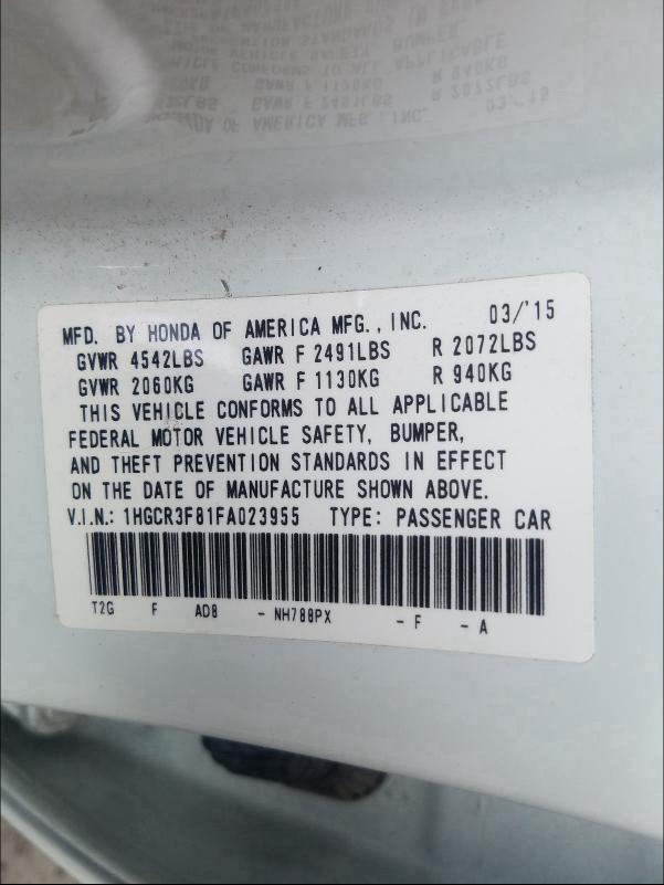 Photo 9 VIN: 1HGCR3F81FA023955 - HONDA ACCORD EXL 