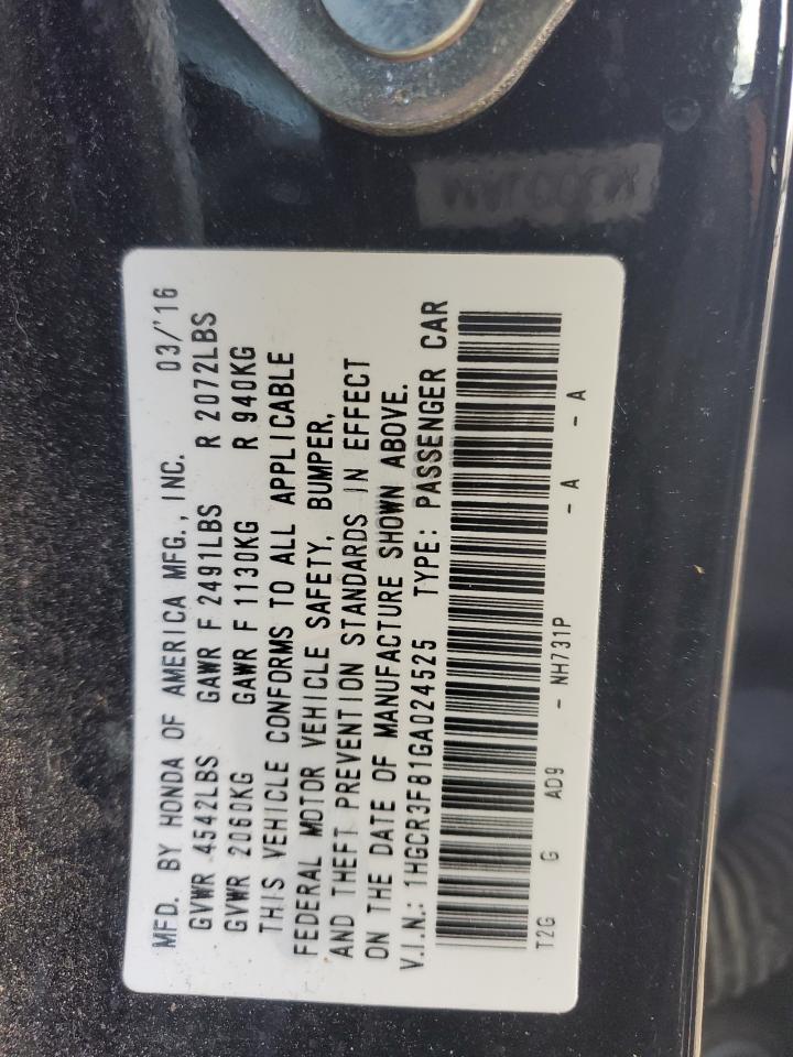 Photo 12 VIN: 1HGCR3F81GA024525 - HONDA ACCORD 