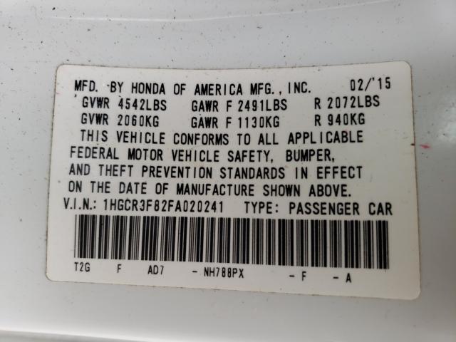 Photo 9 VIN: 1HGCR3F82FA020241 - HONDA ACCORD EXL 