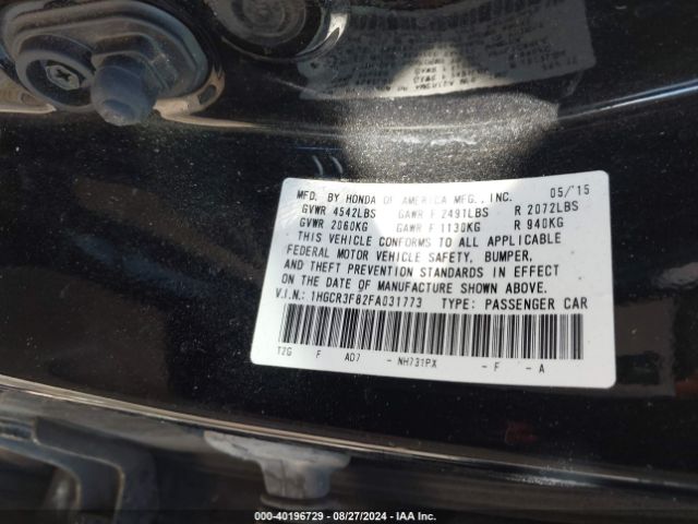 Photo 8 VIN: 1HGCR3F82FA031773 - HONDA ACCORD 