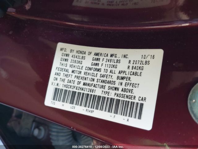 Photo 8 VIN: 1HGCR3F82HA013681 - HONDA ACCORD 