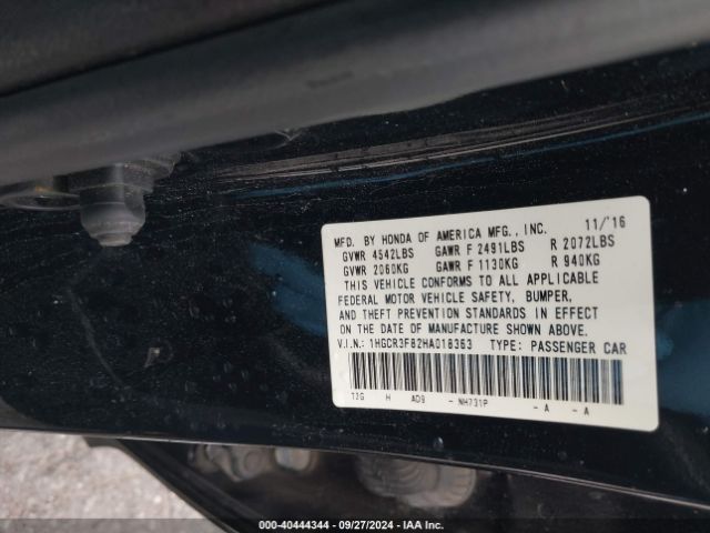 Photo 8 VIN: 1HGCR3F82HA018363 - HONDA ACCORD 