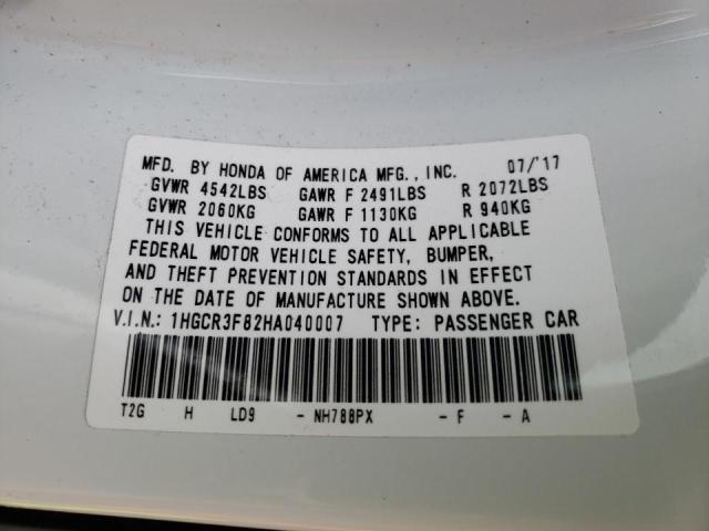 Photo 9 VIN: 1HGCR3F82HA040007 - HONDA ACCORD EXL 