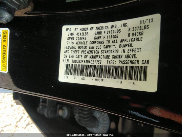 Photo 8 VIN: 1HGCR3F83DA021752 - HONDA ACCORD SDN 