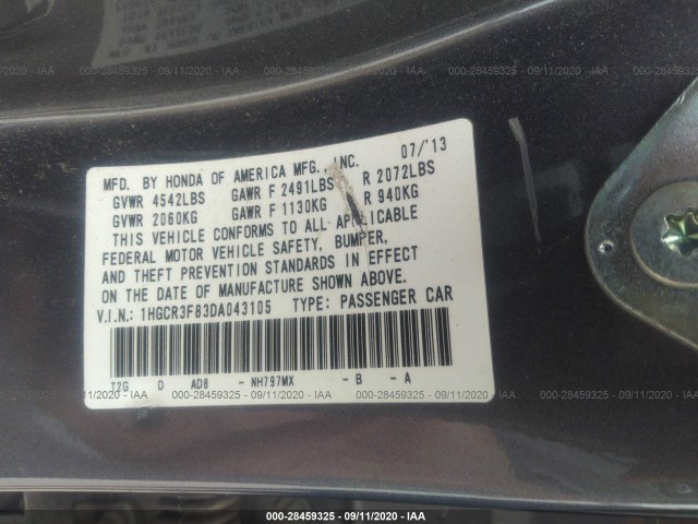 Photo 8 VIN: 1HGCR3F83DA043105 - HONDA ACCORD SDN 