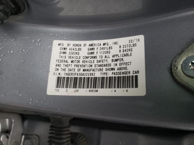 Photo 9 VIN: 1HGCR3F83GA020962 - HONDA ACCORD EXL 