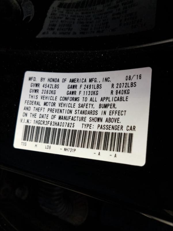 Photo 9 VIN: 1HGCR3F83HA007825 - HONDA ACCORD EXL 