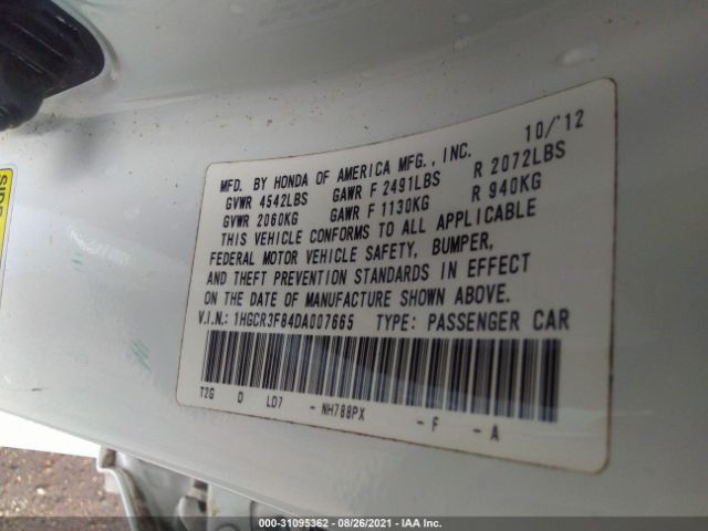 Photo 8 VIN: 1HGCR3F84DA007665 - HONDA ACCORD SDN 