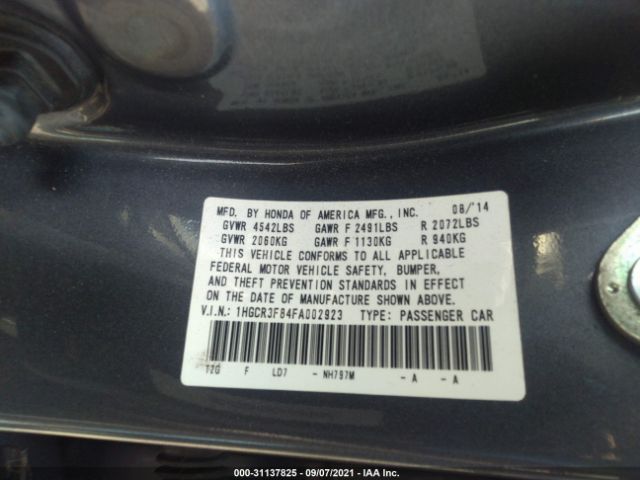 Photo 8 VIN: 1HGCR3F84FA002923 - HONDA ACCORD SEDAN 