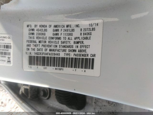 Photo 8 VIN: 1HGCR3F84FA009449 - HONDA ACCORD 