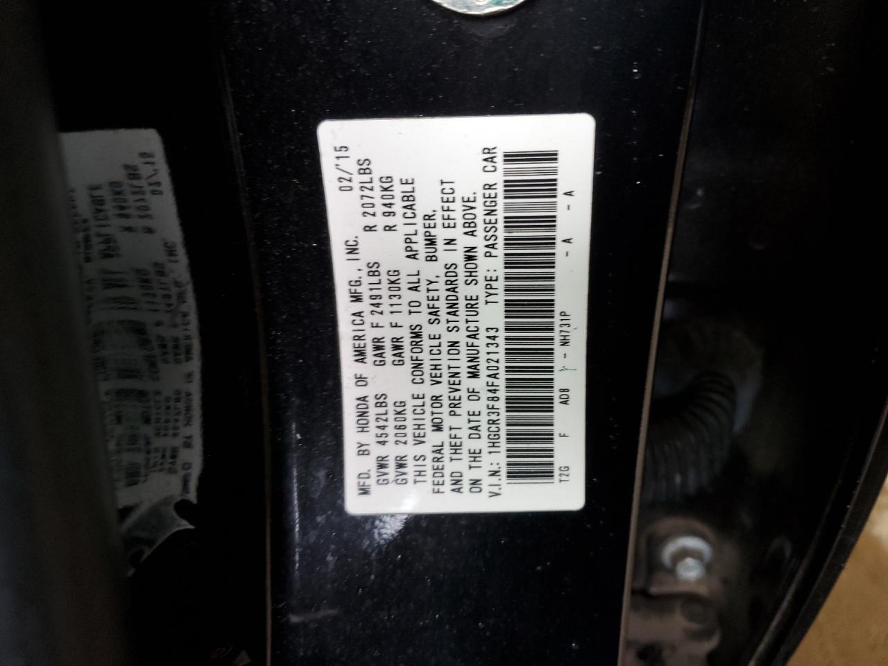 Photo 11 VIN: 1HGCR3F84FA021343 - HONDA ACCORD 