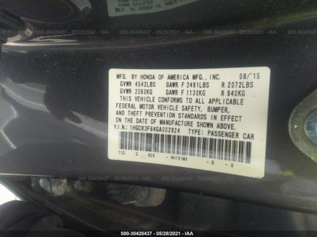 Photo 8 VIN: 1HGCR3F84GA002924 - HONDA ACCORD SEDAN 