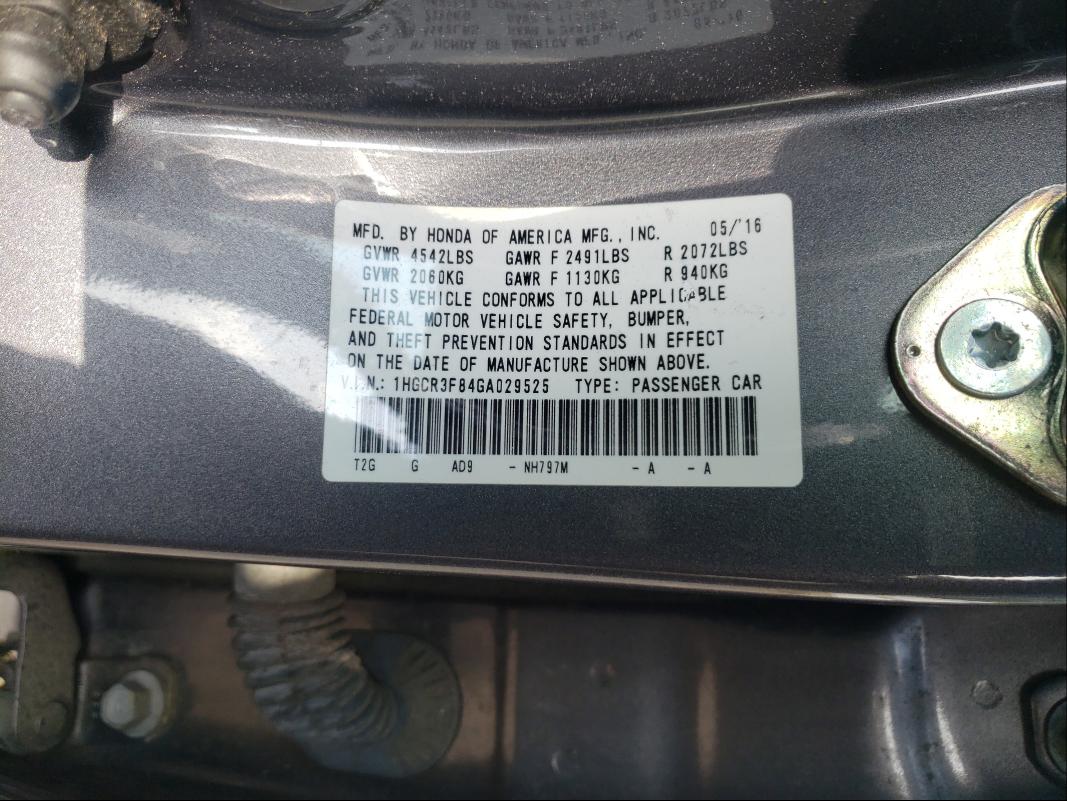 Photo 9 VIN: 1HGCR3F84GA029525 - HONDA ACCORD EXL 