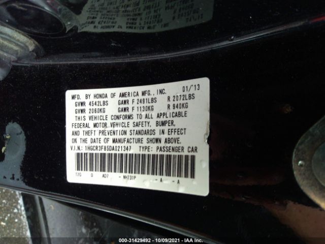 Photo 8 VIN: 1HGCR3F85DA021347 - HONDA ACCORD SDN 