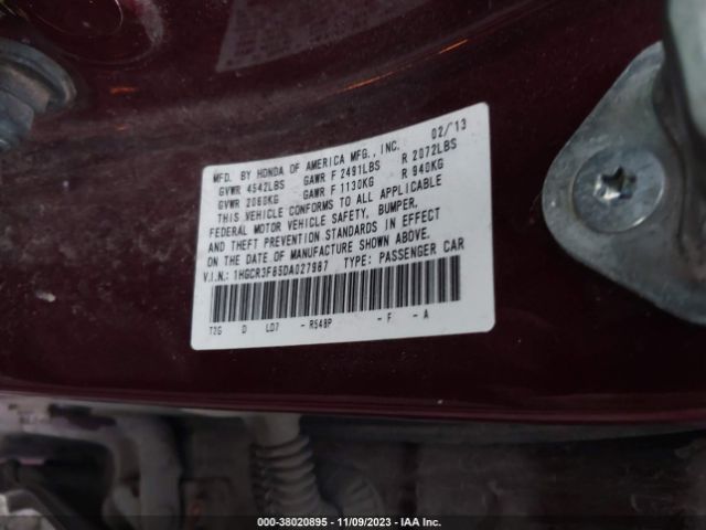 Photo 8 VIN: 1HGCR3F85DA027987 - HONDA ACCORD SDN 