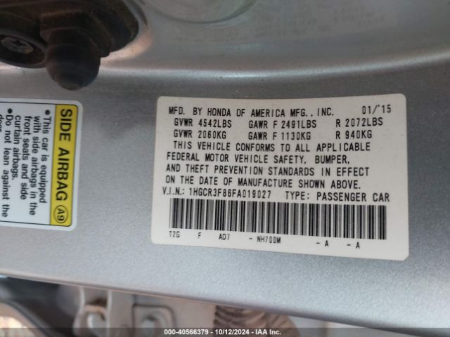 Photo 8 VIN: 1HGCR3F86FA019027 - HONDA ACCORD 