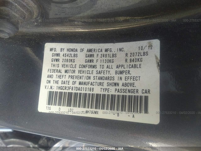 Photo 8 VIN: 1HGCR3F87DA010169 - HONDA ACCORD SDN 