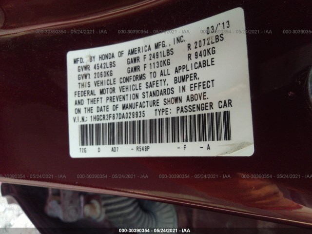 Photo 8 VIN: 1HGCR3F87DA029935 - HONDA ACCORD SDN 