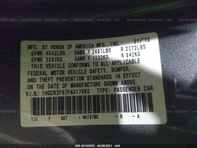 Photo 8 VIN: 1HGCR3F87FA017660 - HONDA ACCORD SEDAN 