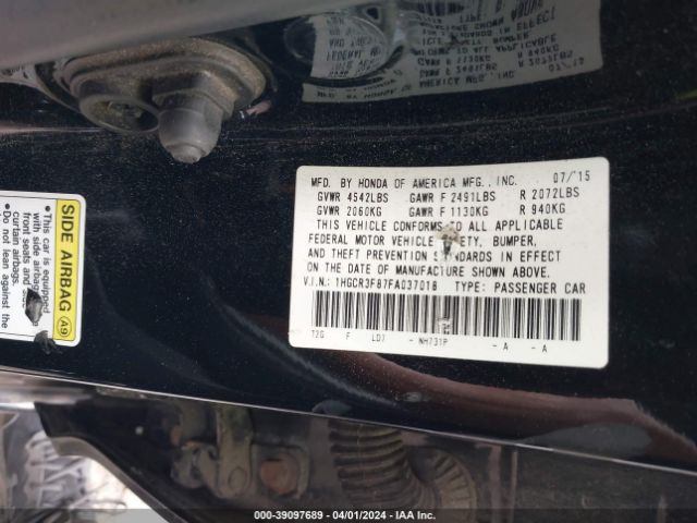 Photo 8 VIN: 1HGCR3F87FA037018 - HONDA ACCORD 