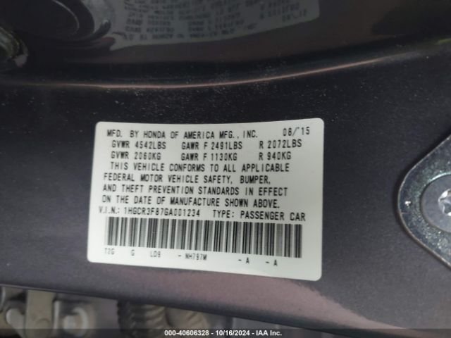 Photo 8 VIN: 1HGCR3F87GA001234 - HONDA ACCORD 