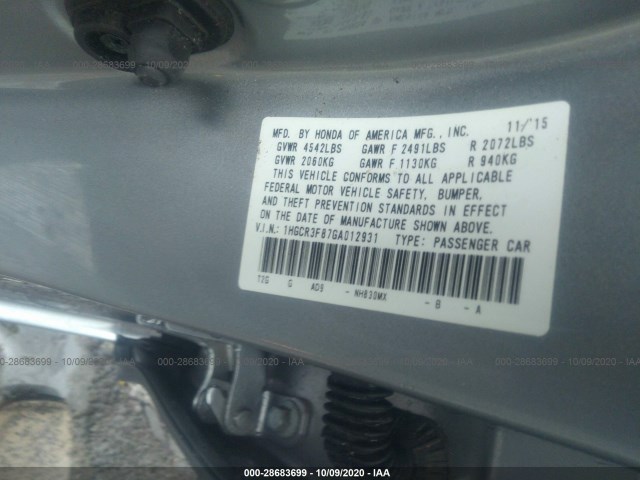 Photo 8 VIN: 1HGCR3F87GA012931 - HONDA ACCORD SEDAN 