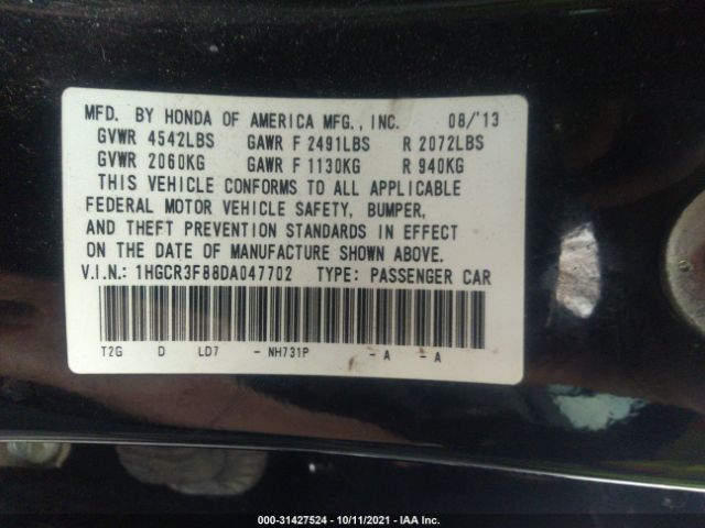 Photo 8 VIN: 1HGCR3F88DA047702 - HONDA ACCORD SDN 